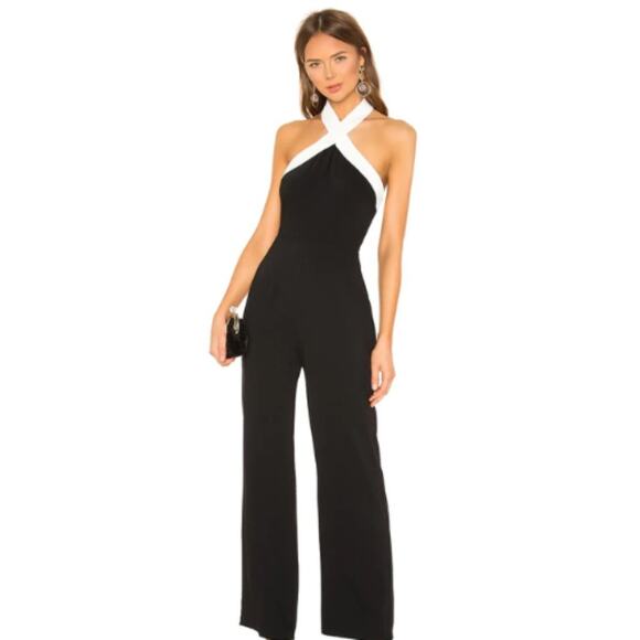 Superdown Laurien Cross Front Jumpsuit in Black NWT Small - Picture 1 of 4